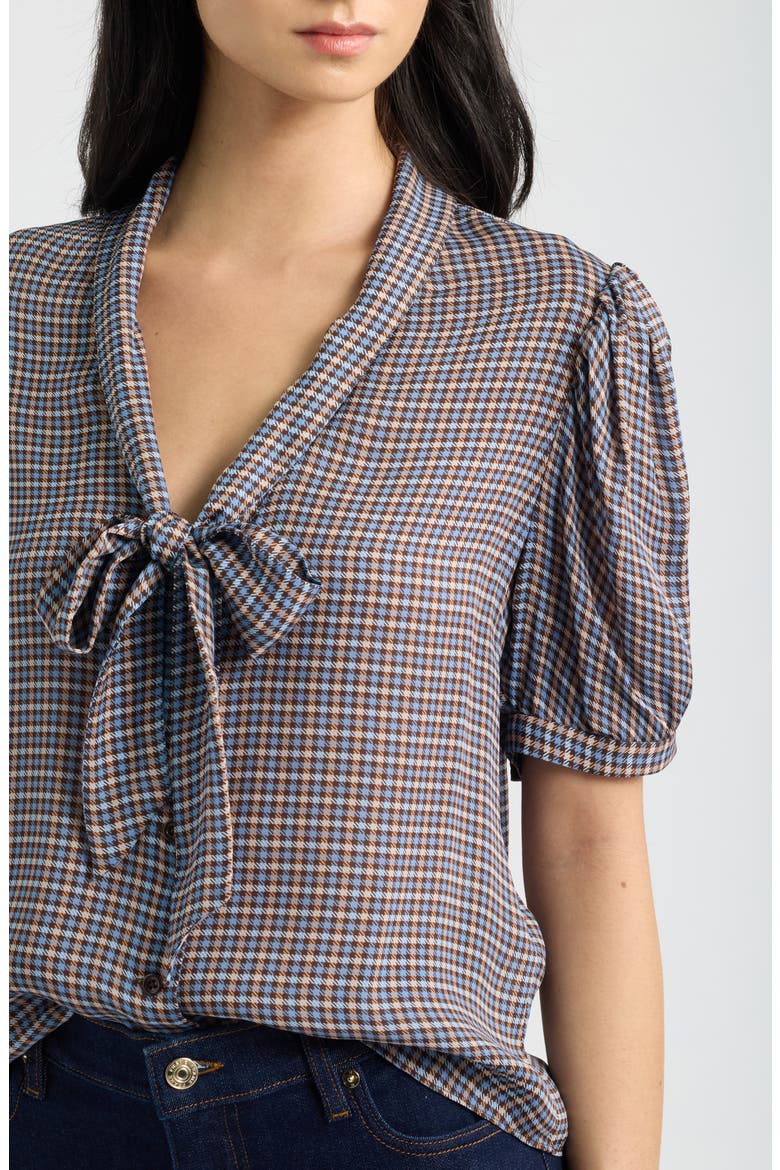 The Sonnet Silk Blouse, Alternate, color, CHESTNUT MULTI PLAID