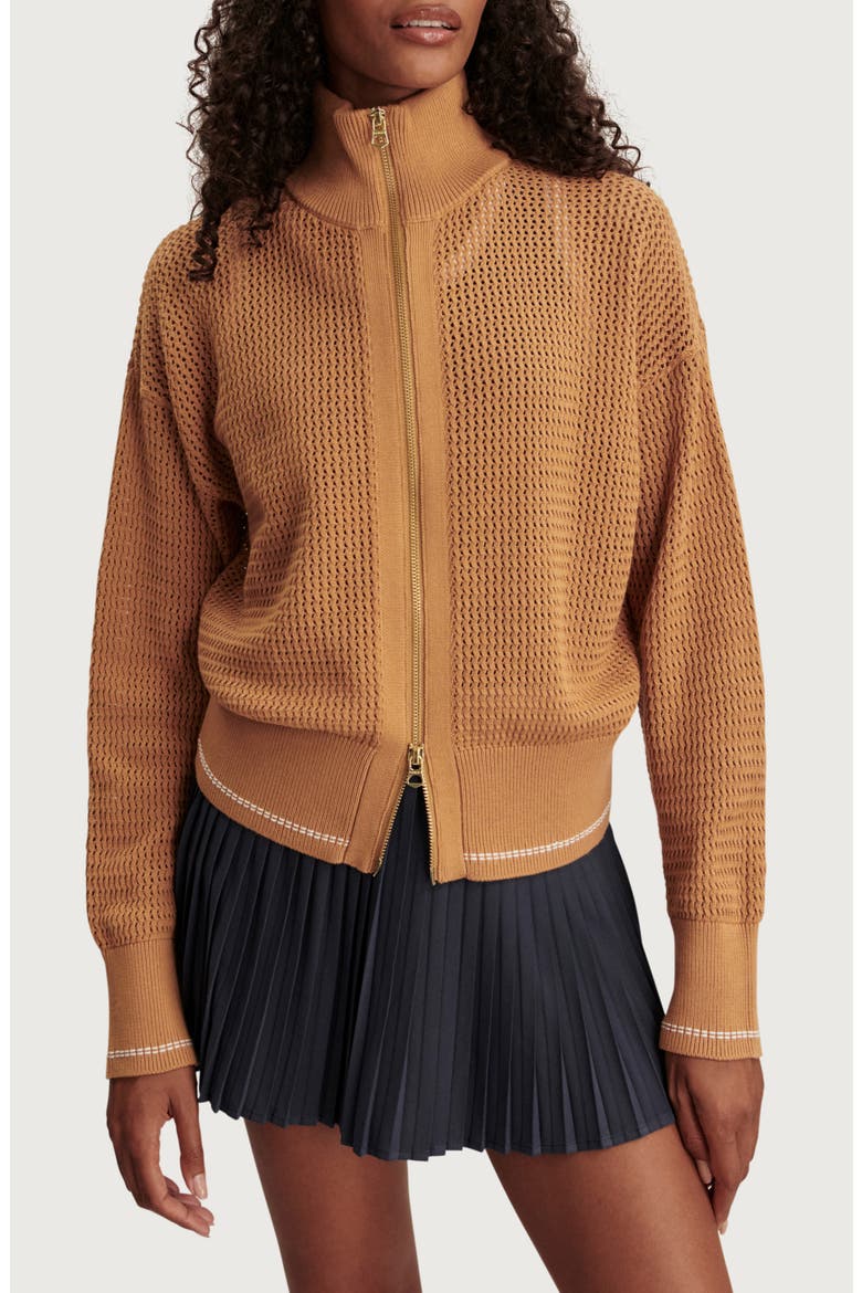 Ina Full Zip Mesh Knit Cardigan, Main, color, APPLE CINNAMON