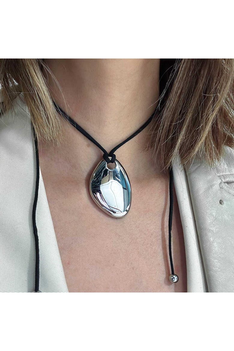 Bold Sculptural Silver Cord Necklace, Alternate, color, Silver