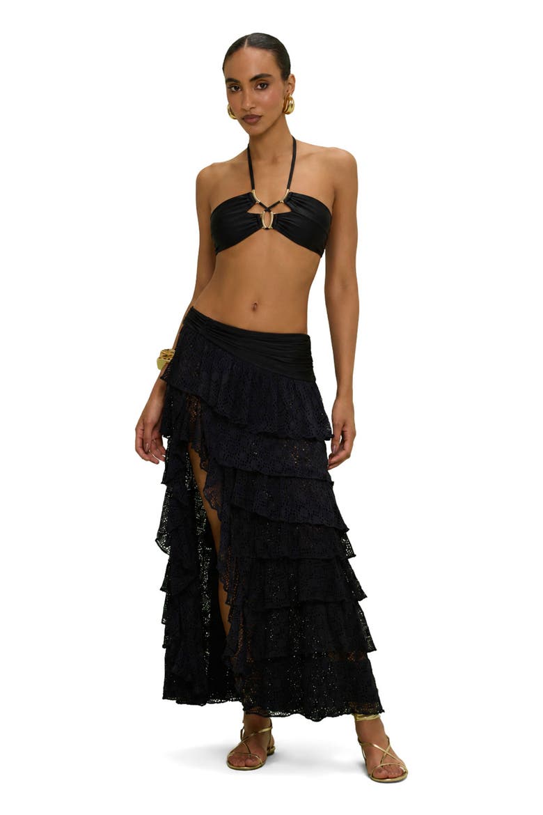 Martina Lycra Ruffle Maxi Skirt, Main, color, BLACK