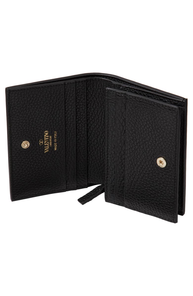 Valentino Garavani Rockstud Leather Bifold French Wallet, Alternate, color, Black