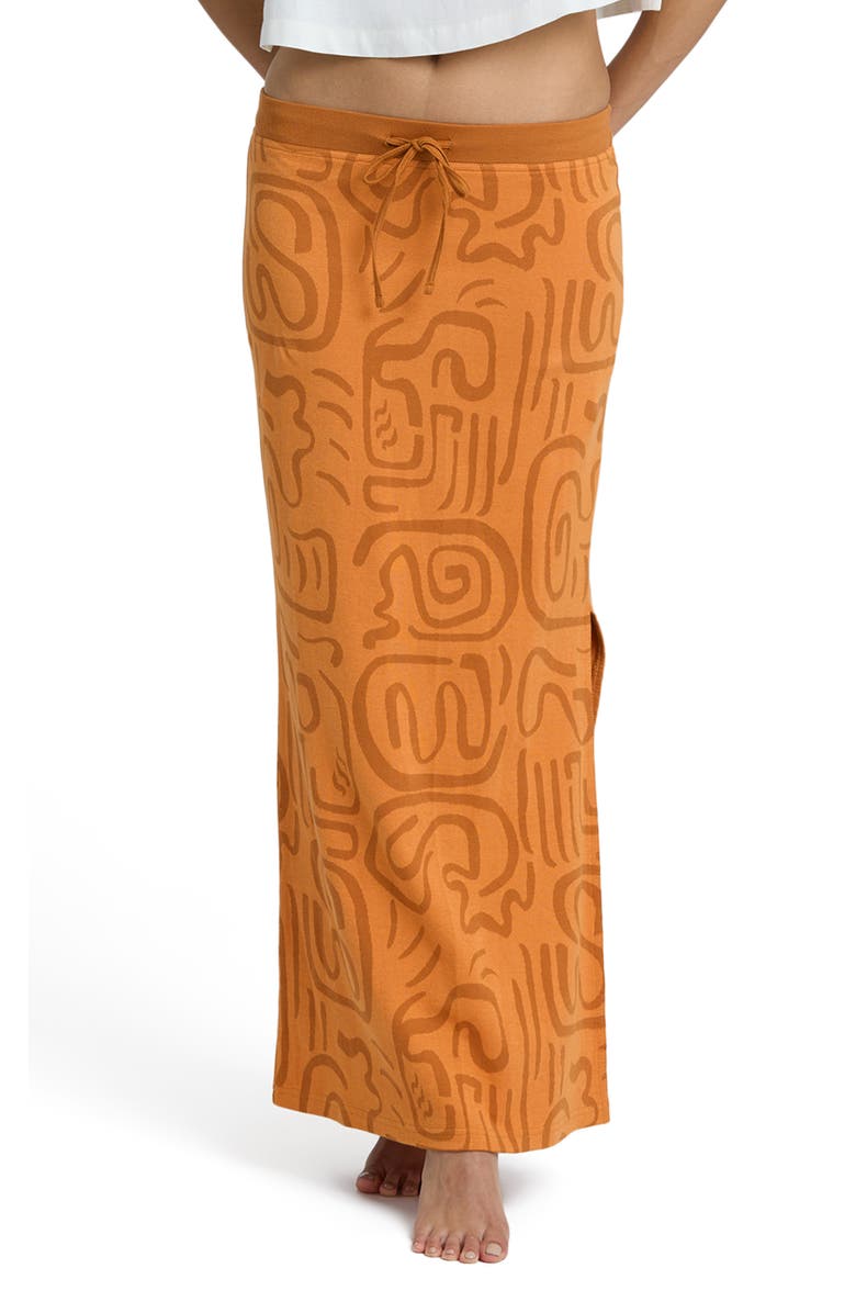 Billabong Embers Drawstring Maxi Skirt, Main, color, Tangerine