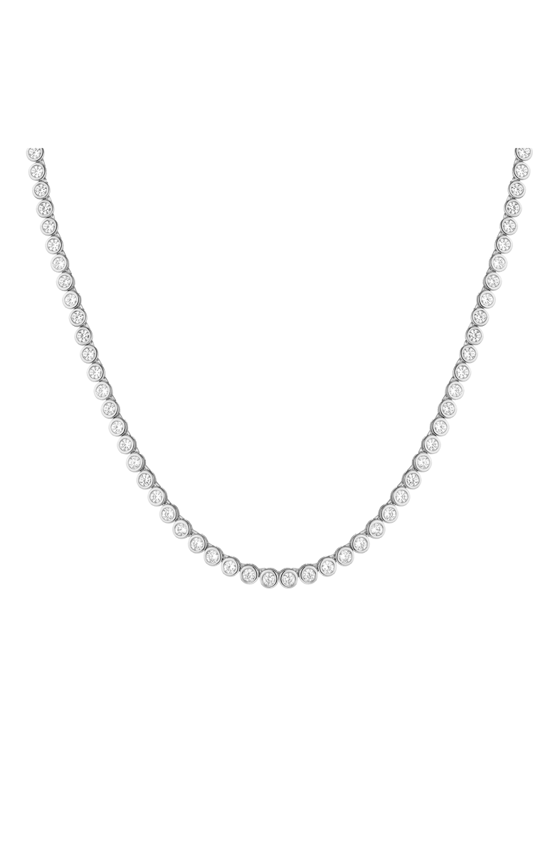 Aurate New York Lab Grown White Sapphire Bezel Tennis Necklace, Main, color, White Vermeil