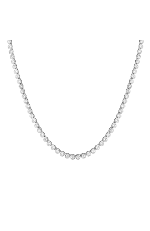 Lab Grown White Sapphire Bezel Tennis Necklace