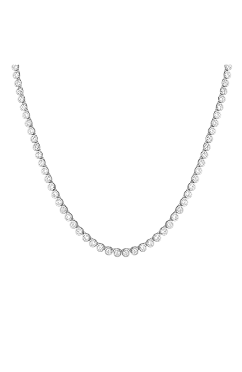 Aurate New York Lab Grown White Sapphire Bezel Tennis Necklace In Silver