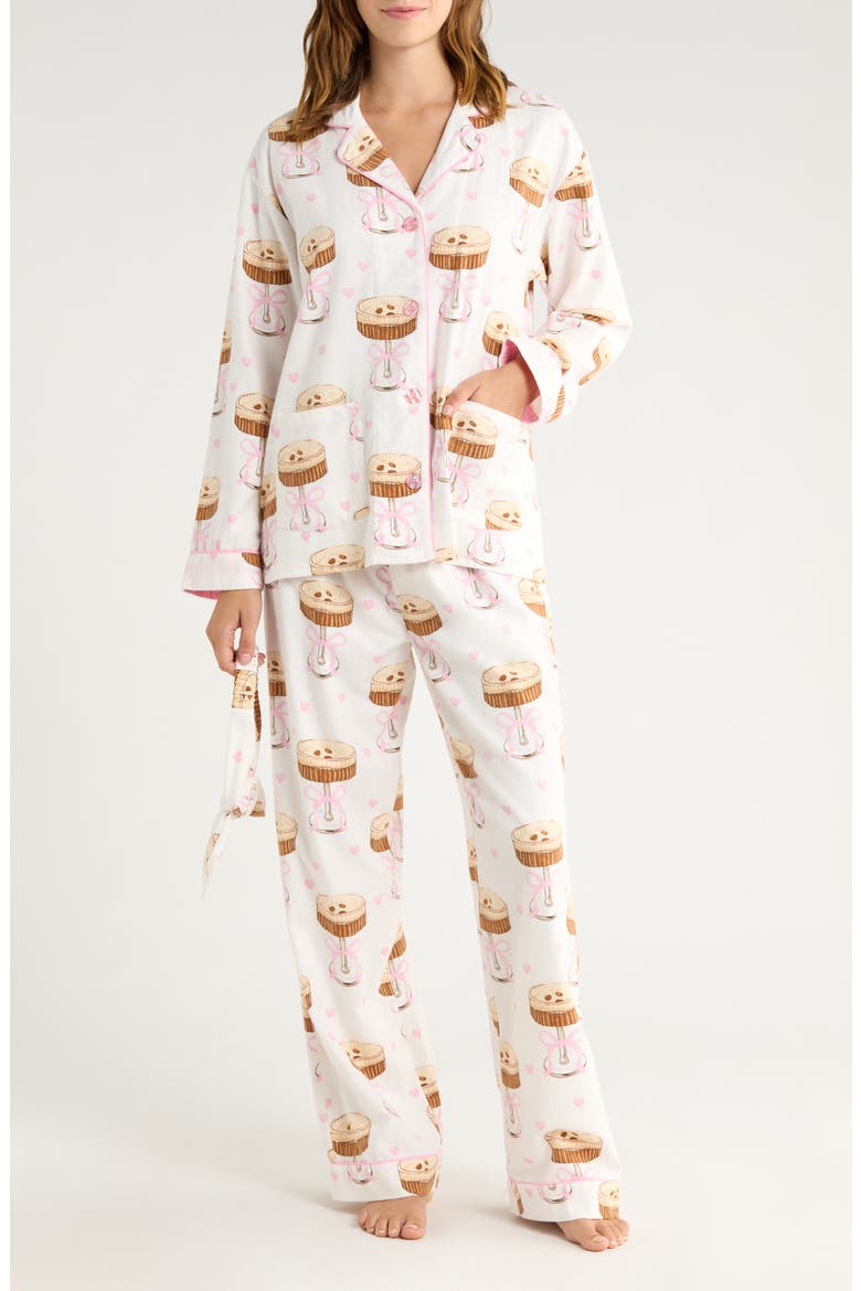 Print Flannel Pajamas, Main, color, IVORY