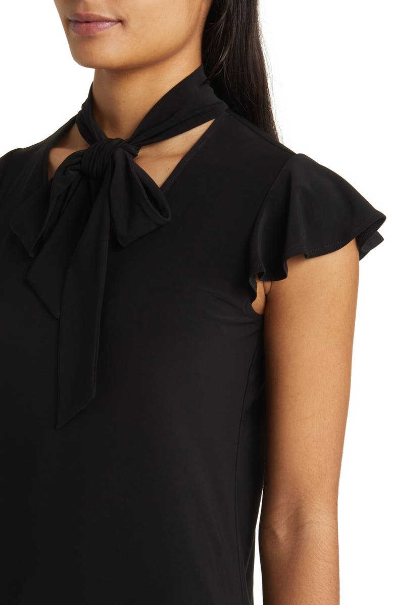 Anne Klein Tie Neck Flutter Sleeve Top, Alternate, color, 