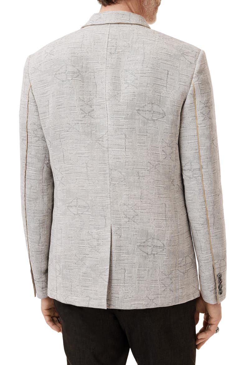 Ollie Cotton & Linen Blend Jacquard High Button Jacket, Alternate, color, TWINE