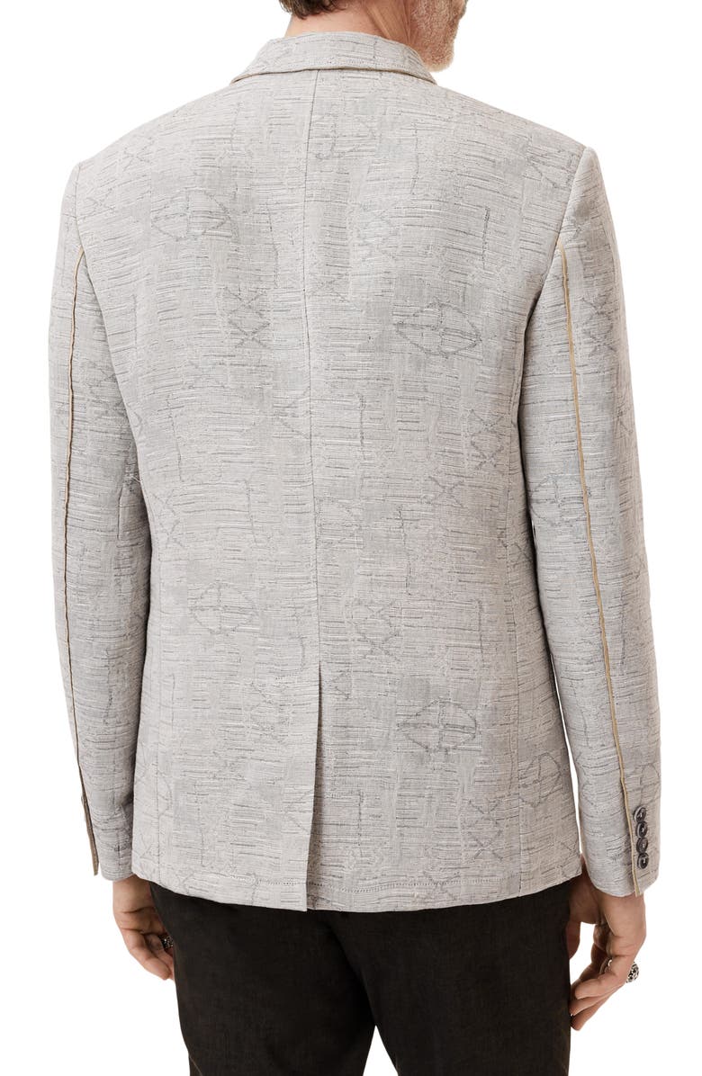 John Varvatos Ollie Cotton & Linen Blend Jacquard High Button Jacket, Alternate, color, Twine