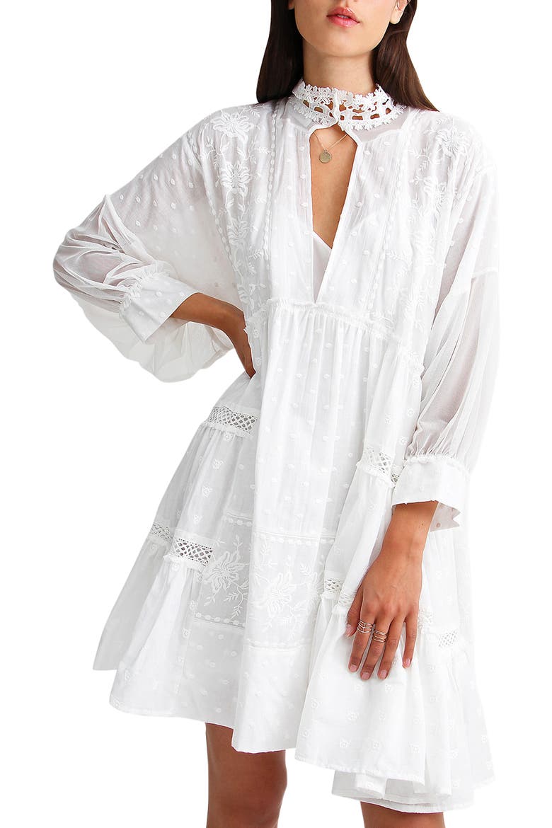 Unforgettable Oversized Lace Mini Dress, Alternate, color, White