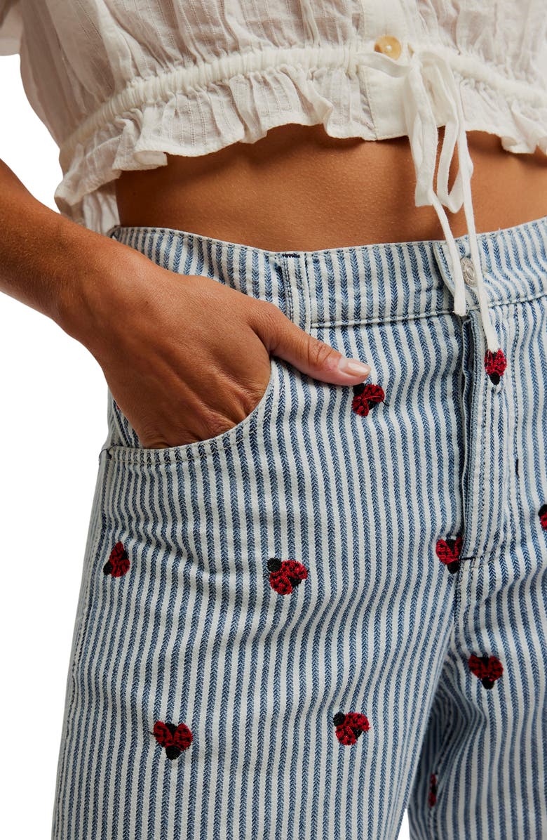 Free People Bugged Out Railroad Stripe Straight Leg Jeans, Alternate, color, Lady Luck