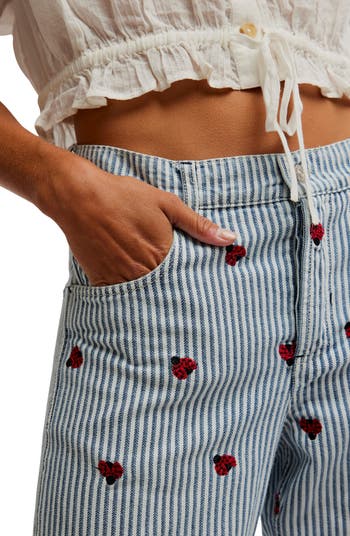 Bugged Out Railroad Stripe Straight Leg Jeans
