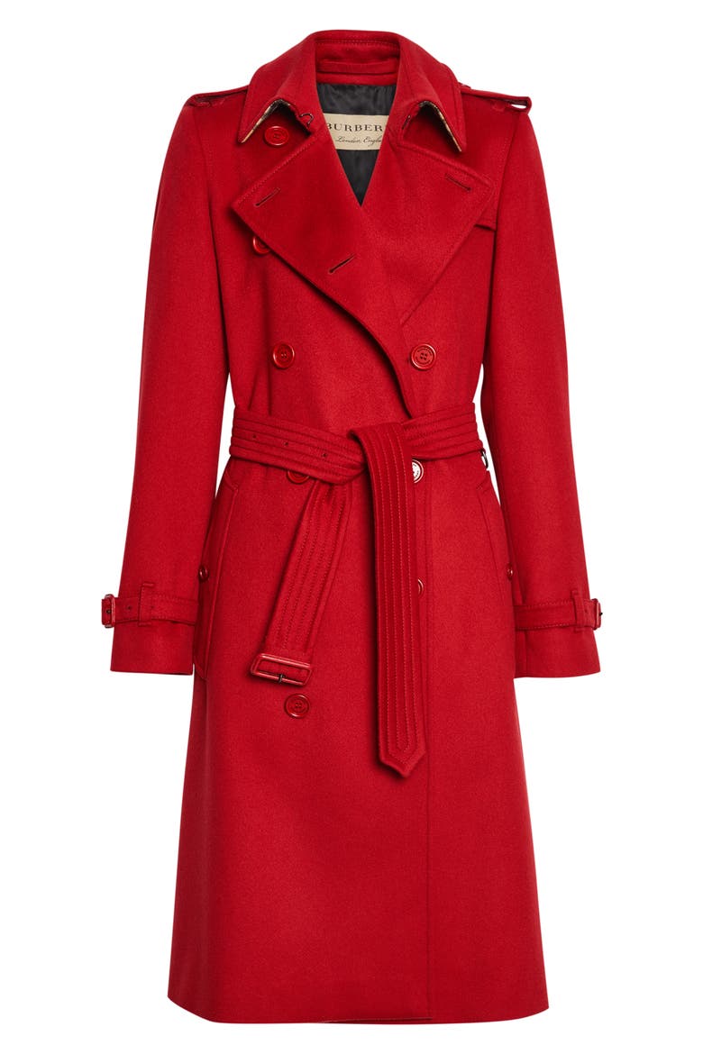 Kensington Cashmere Trench Coat, Alternate, color, PARADE RED