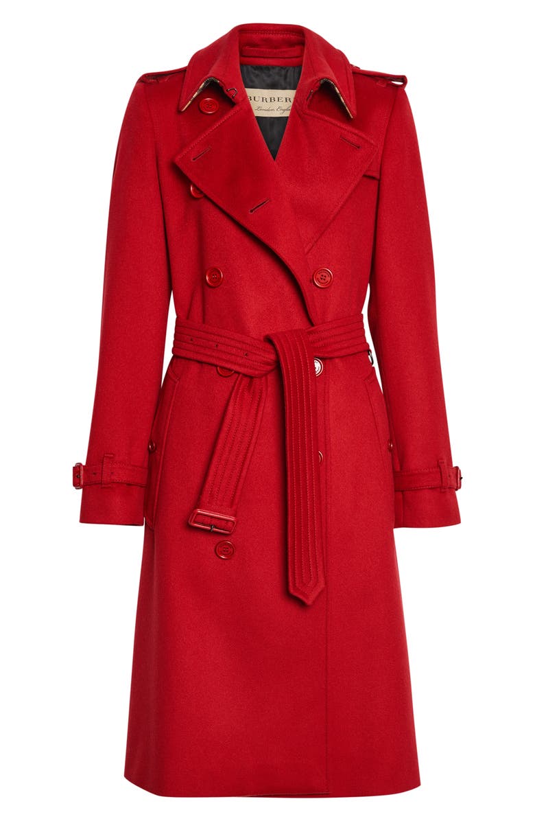Burberry Kensington Cashmere Trench Coat, Alternate, color,