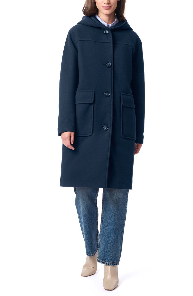 Bernardo Longline Hooded Coat, Alternate, color, Navy