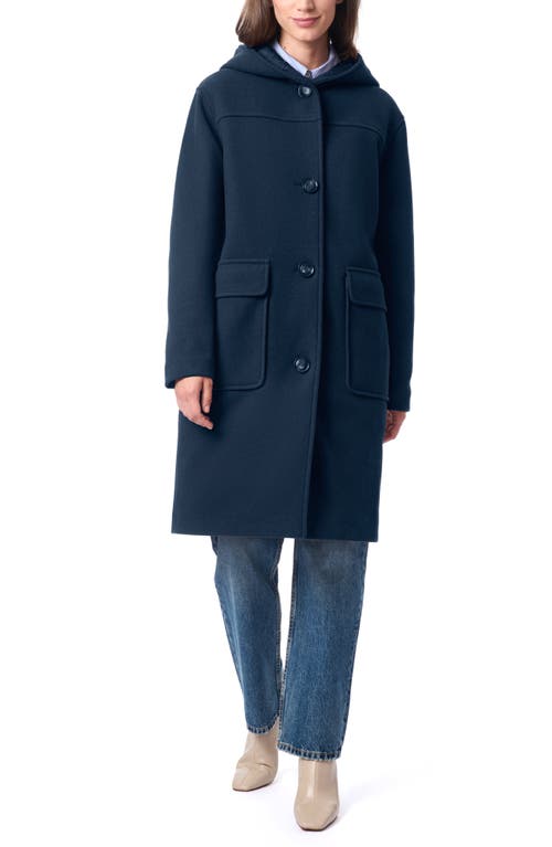 Bernardo Longline Hooded Coat In Navy
