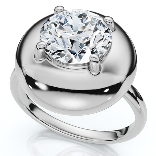 Bliss Diamond 1ct Diamond Bezel Stackable Button Engagement Ring 14k Gold Or Pt Lab Grown In Silver