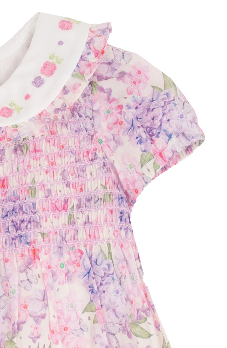 Rare Editions Peter Pan Collar Floral Dress & Bloomers Set, Alternate, color, Purple