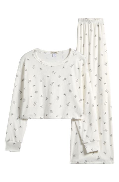 Kids' Fitted Long Sleeve Top & Lounge Pants Set (Big Kid)