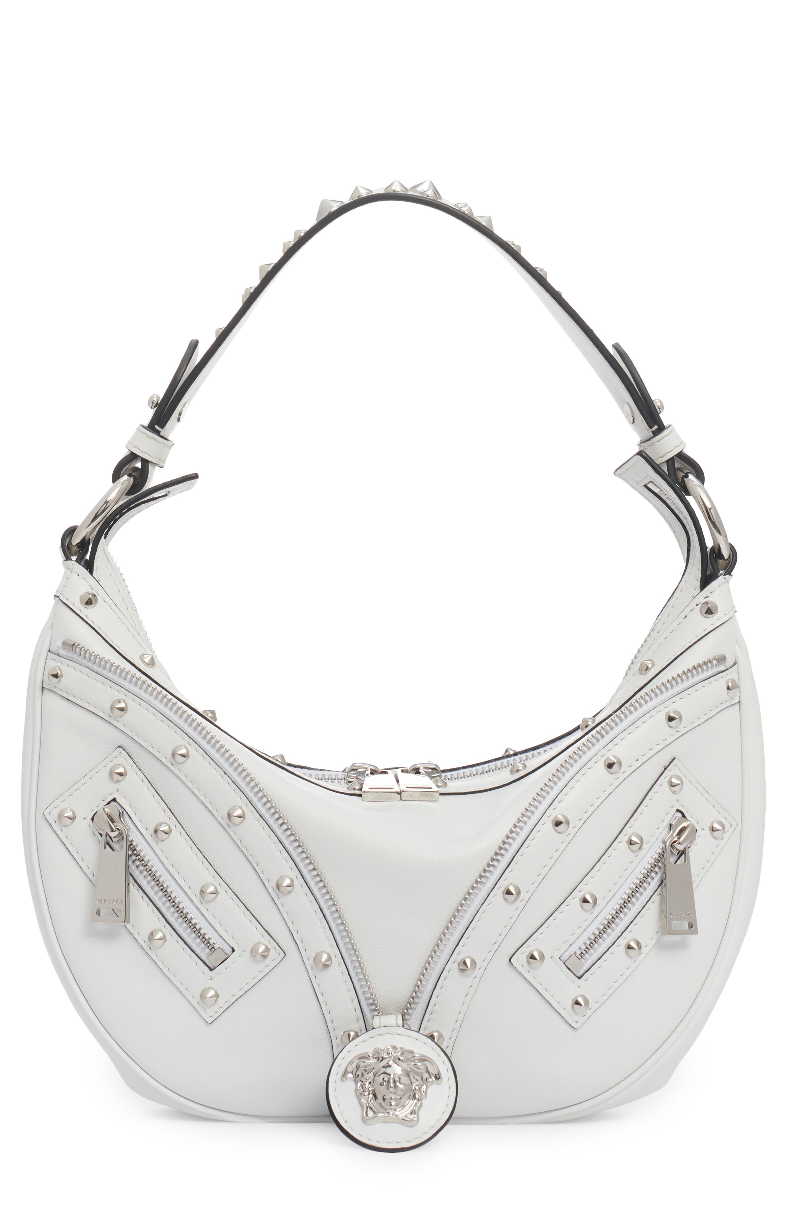 Small La Medusa Archive Hobo Bag, Main, color, OPTICAL WHITE-PALLADIUM