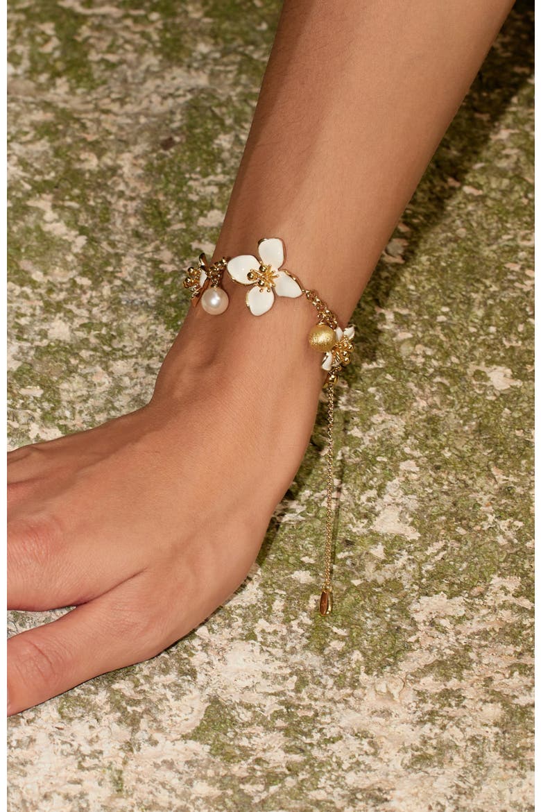 Iris Blossom Bracelet, Alternate, color, White & Gold