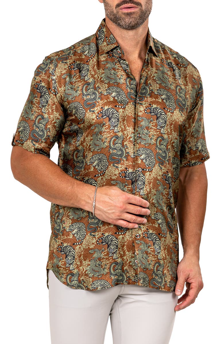 Maceoo Galileo Marthy Short Sleeve Button-Up Shirt, Alternate, color,