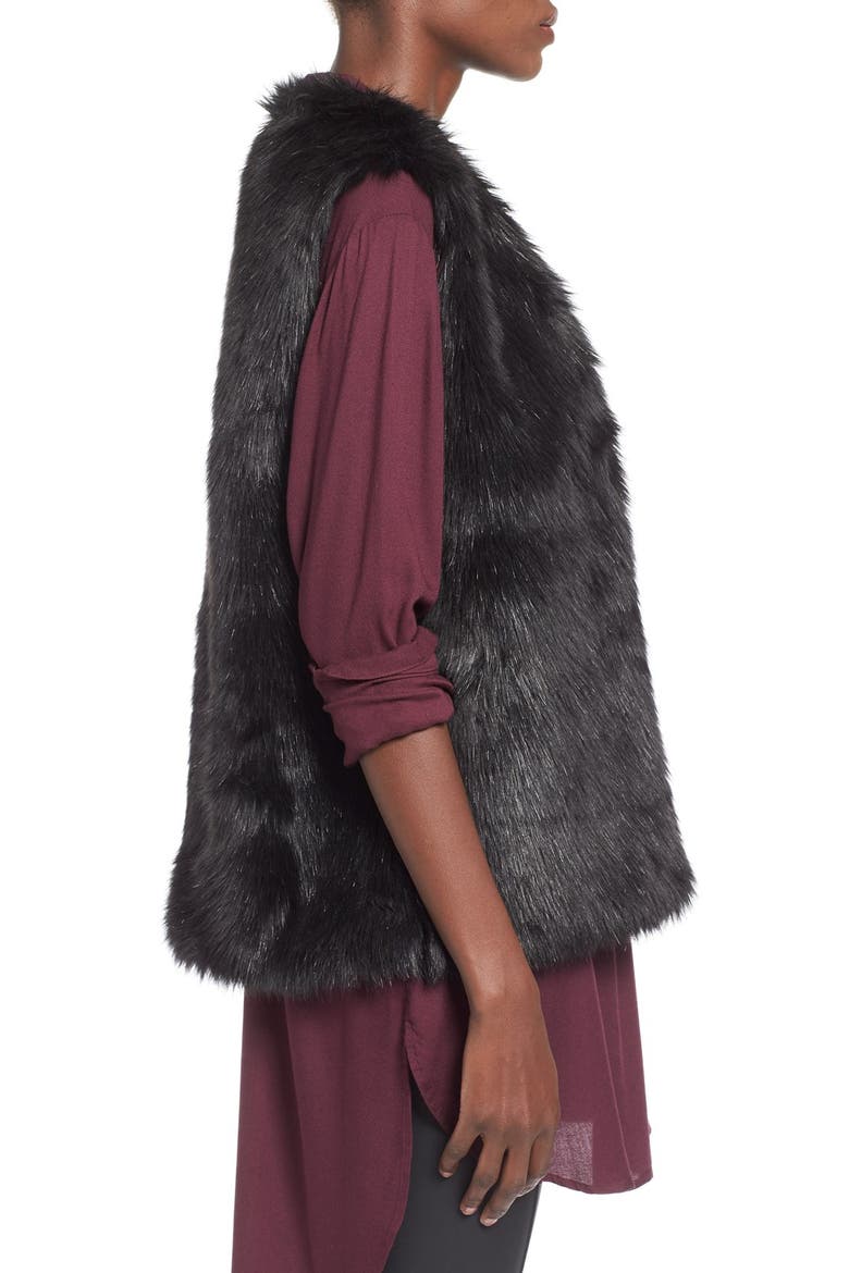 Faux Fur Vest, Alternate, color, BLACK