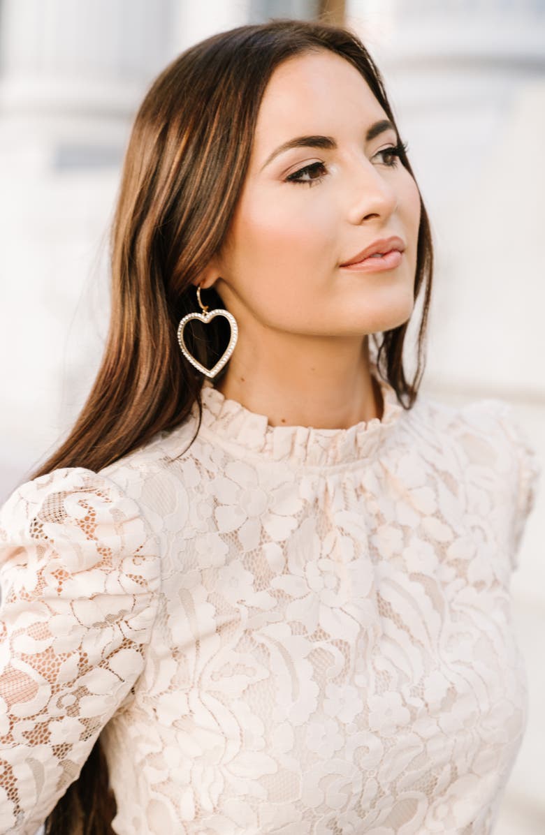 Rachel Parcell Imitation Pearl Heart Drop Earrings, Alternate, color, 