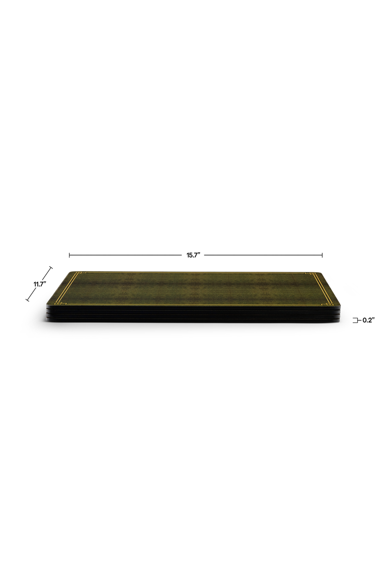 Shagreen Leather Set of 4 Cork Back Placemats, Alternate, color, Green