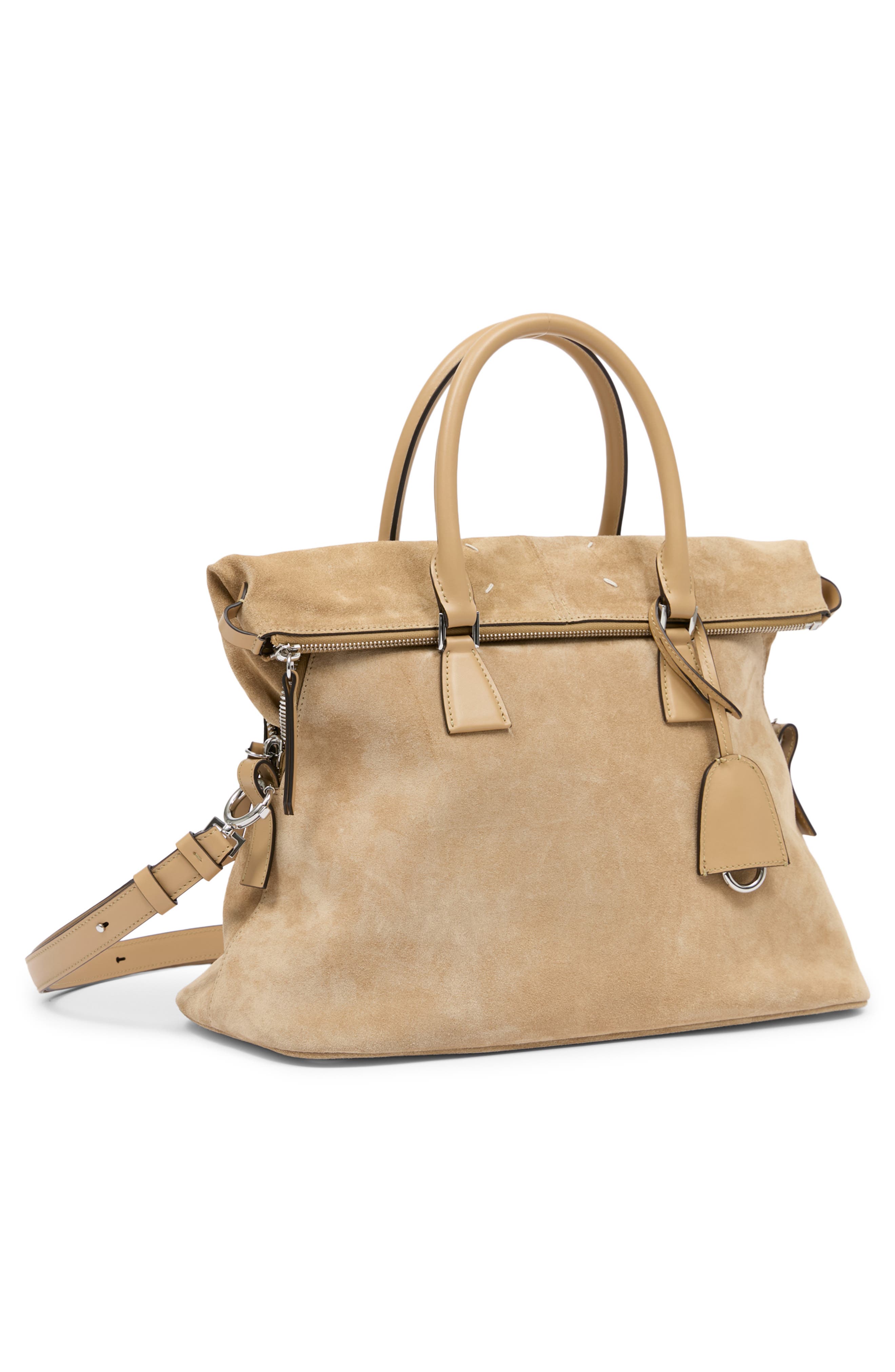 Maison Margiela Medium 5AC Soft Suede Handheld Bag, Alternate, color, Camel