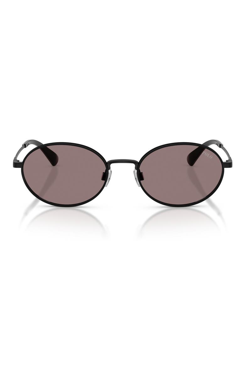53mm Oval Sunglasses, Main, color, SEMISHINY BLACK / DARK PURPLE
