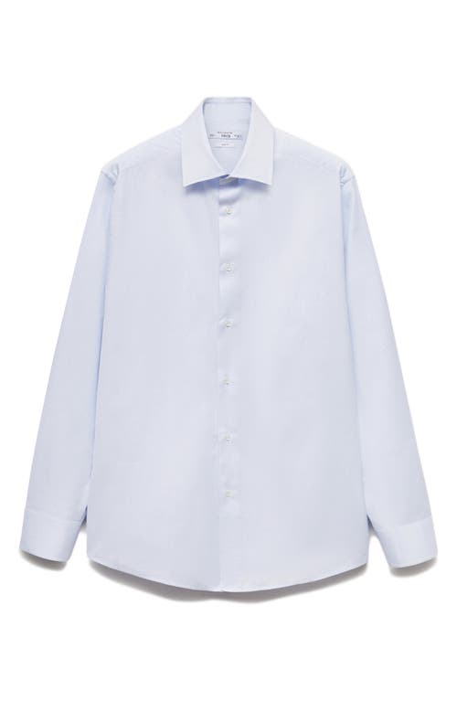 Mango Slim Fit Microprint Cotton Twill Button-up Shirt In Sky Blue