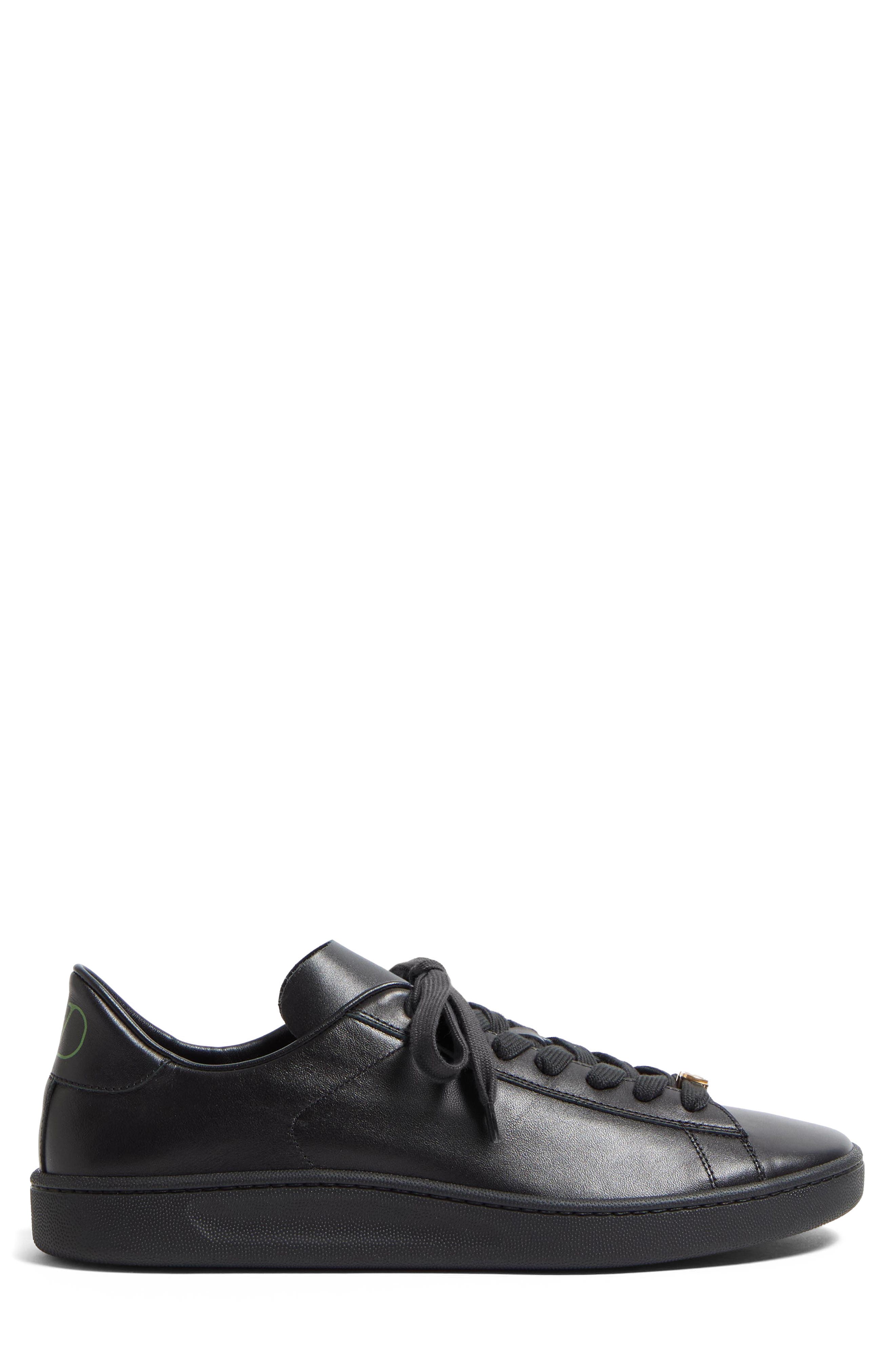 Valentino Garavani Calfskin Leather Sneaker, Alternate, color, Nero/ Green/ Nero
