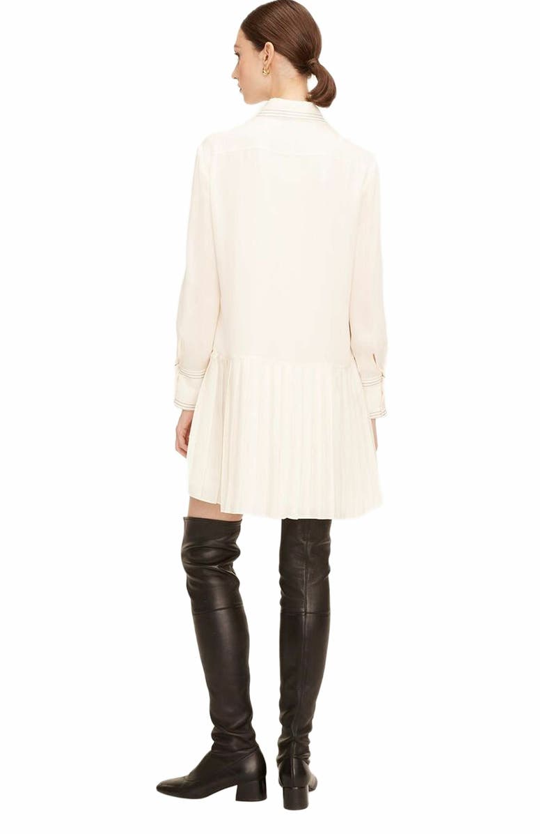 Rebecca Taylor Silk Pleated Dress, Alternate, color, Snow