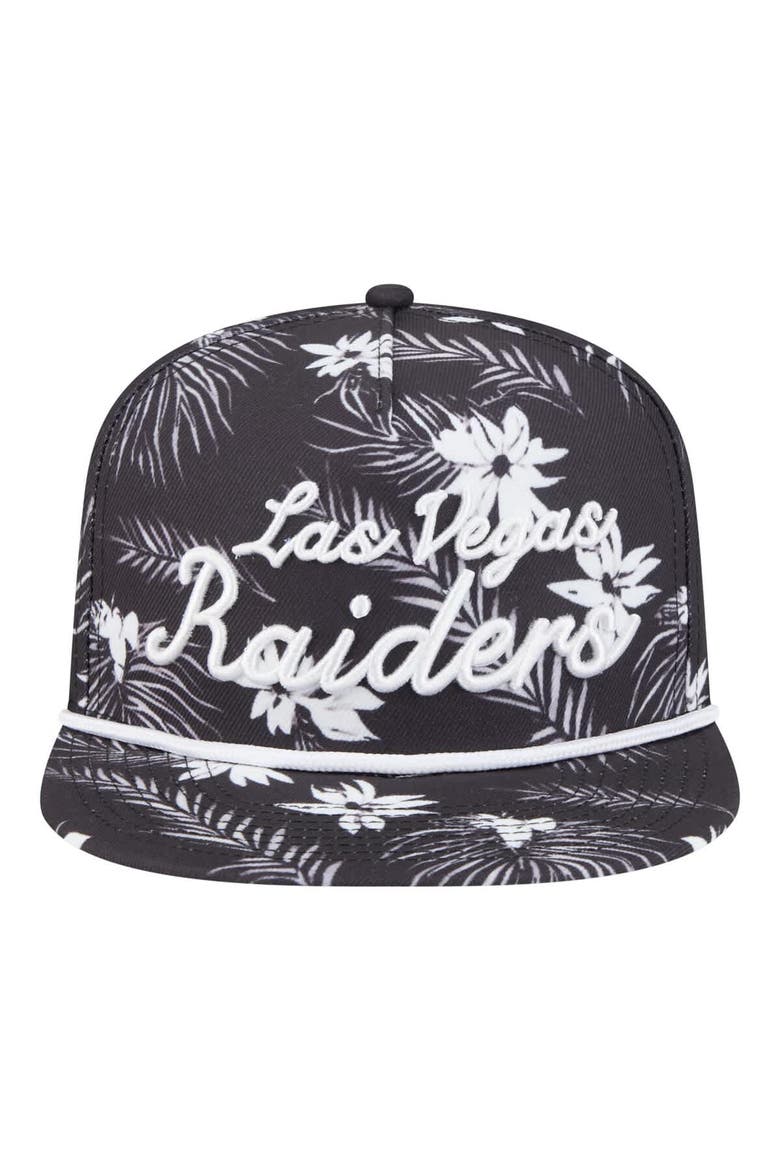 Men's New Era  Black Las Vegas Raiders Palm Print A-Frame 9FIFTY Snapback Hat, Alternate, color, Black