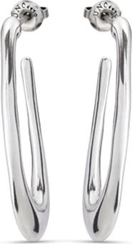 UNODE50 Sterling silver-plated oval hoop earrings