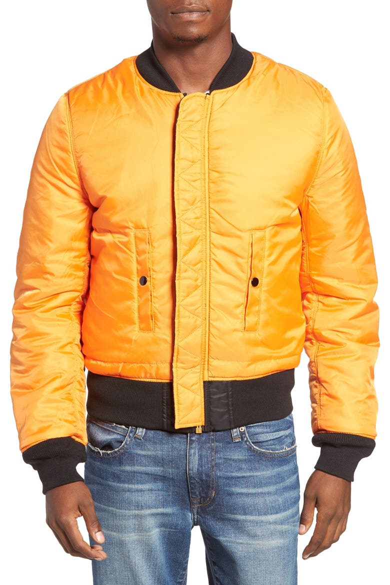 Slim Fit Reversible MA-1 Flex Bomber Jacket, Alternate, color, BLACK