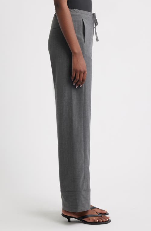 Mango Chalk Stripe Straight Leg Pants In Gray