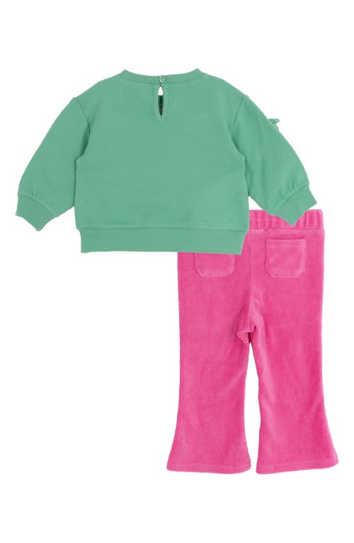 Rare Editions Floral Sweatshirt & Corduroy Pants Set In Green