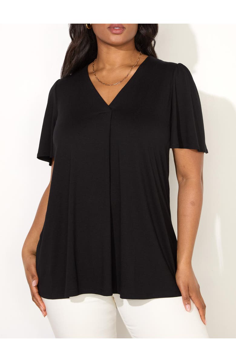 Live Unlimited Jersey Flutter Sleeve V-Neck T-Shirt, Alternate, color, Black