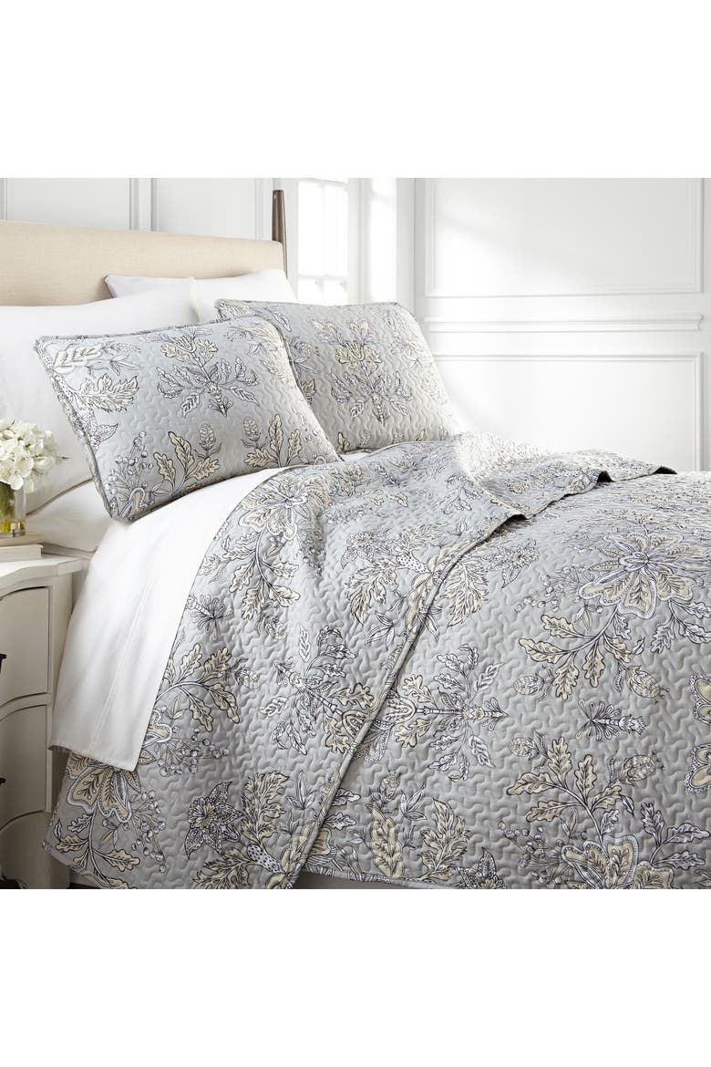 Luxury Premium Collection Ultra-Soft Quilt Cover Set, Main, color, VINTAGE GARDEN SANDY GREY