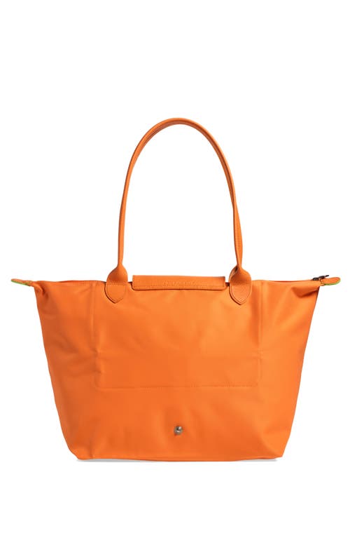 Longchamp Le Pliage Green Recycled Canvas Large Shoulder Tote In Orange