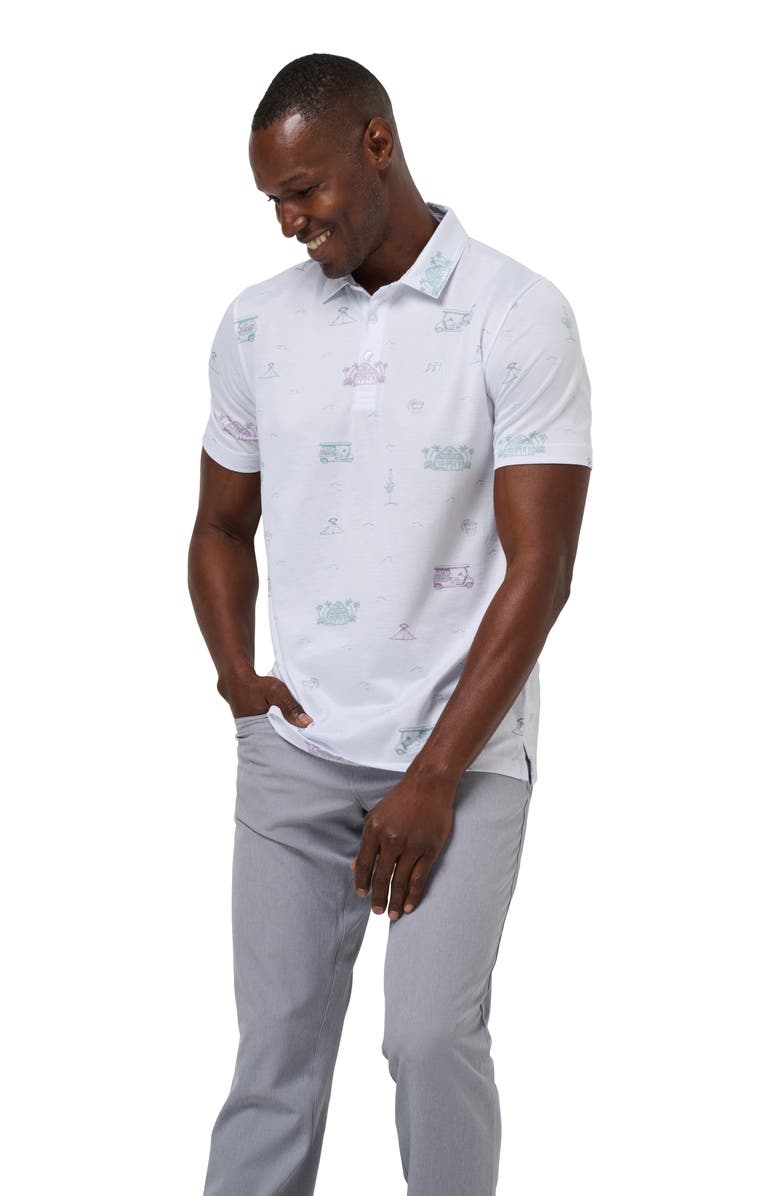 TravisMathew Tiki Mapes Cotton Blend Polo, Alternate, color, White
