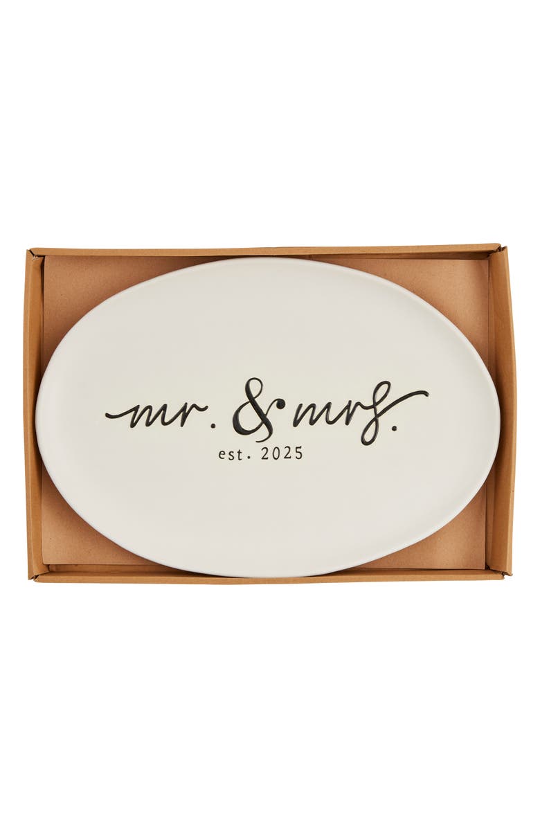 Mud Pie Mr. & Mrs. 2025 Platter, Main, color, White