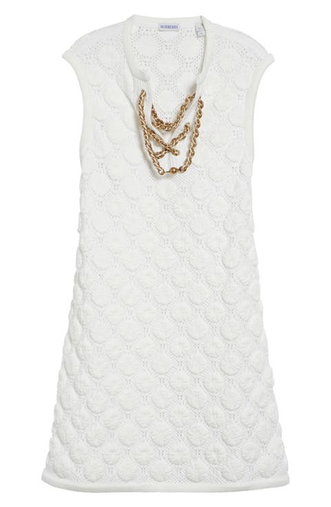 Brittany Crochet Stitch Sleeveless Mini Sweater Dress