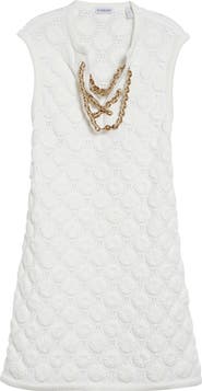 Burberry Brittany Crochet Stitch Sleeveless Mini Sweater Dress