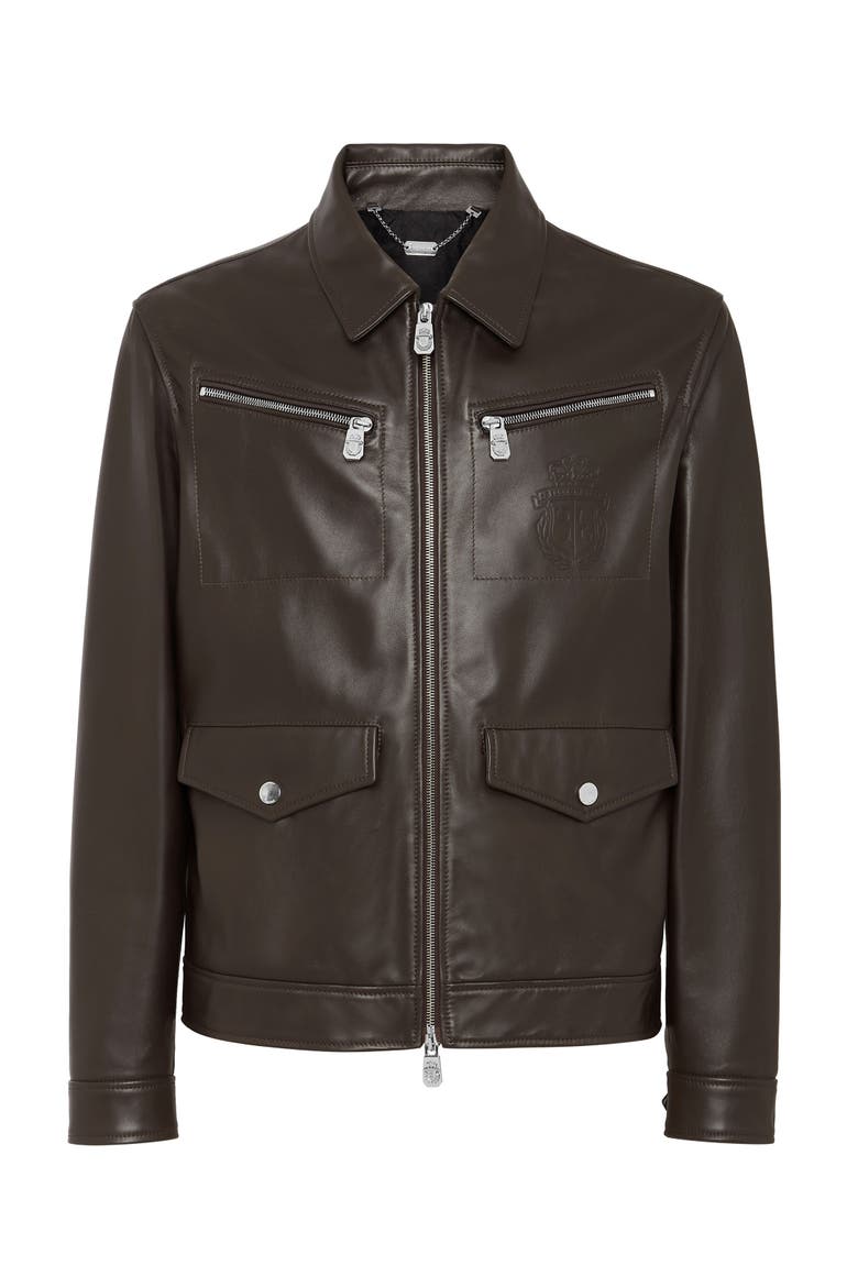 Leather Jacket Men, Main, color, brown