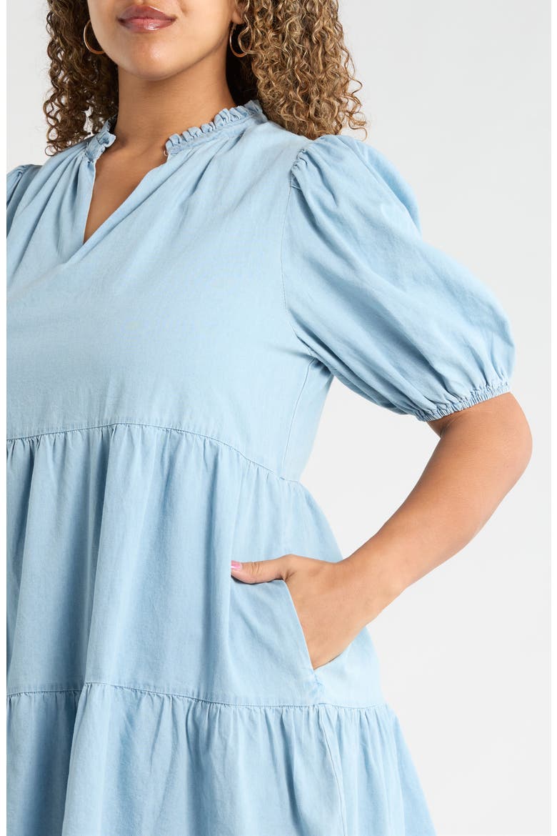 Haysville Jacey Babydoll Cotton Chambray Minidress, Alternate, color, MEDIUM-DENIM