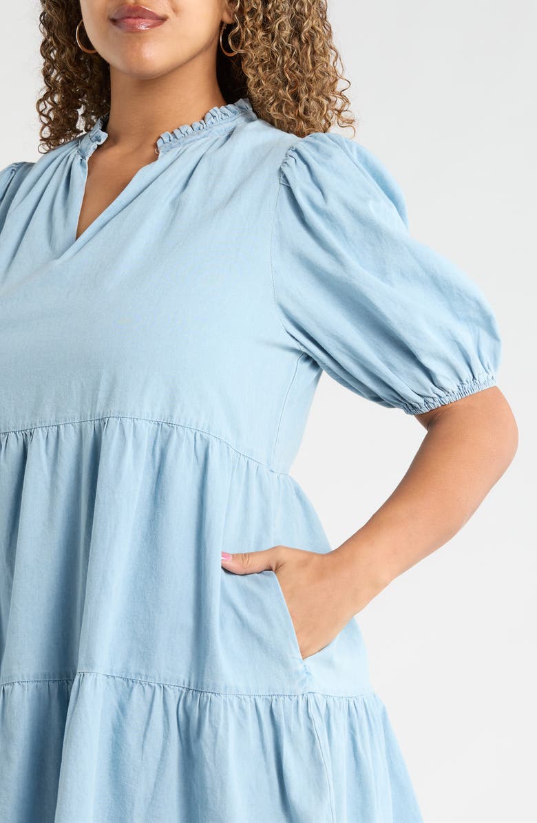 SUGARLIPS Haysville Jacey Babydoll Cotton Chambray Minidress, Alternate, color, Medium-Denim