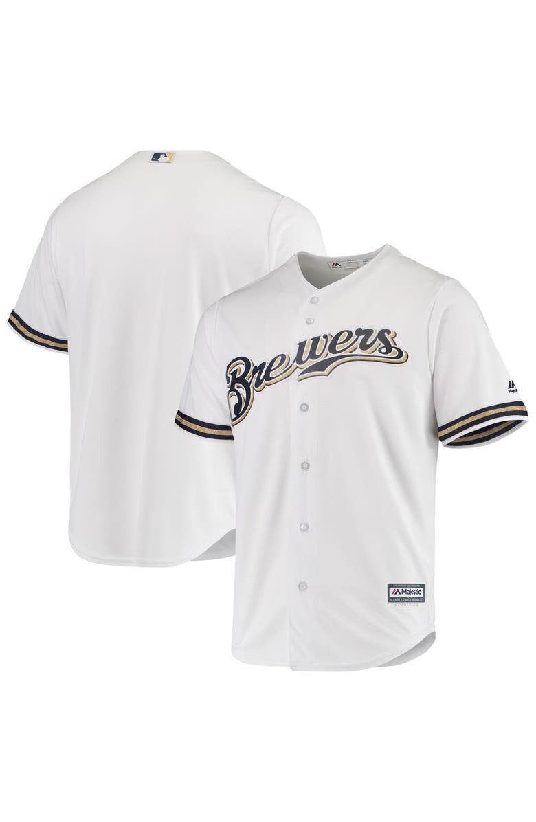 MAJESTIC Men's Majestic White Milwaukee Brewers Team Official Jersey, Main, color, White